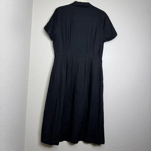 Quince Women’s Black 100% European Linen Button Front Midi Dress Size Medium - Picture 7 of 9
